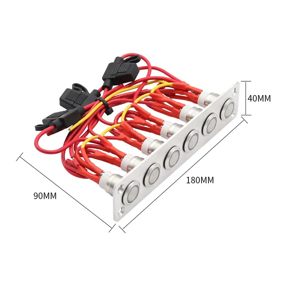 On-off Switch Panel Self-locking Button Switch With Wire Rv Modified Parts Blue Light Stainless Steel