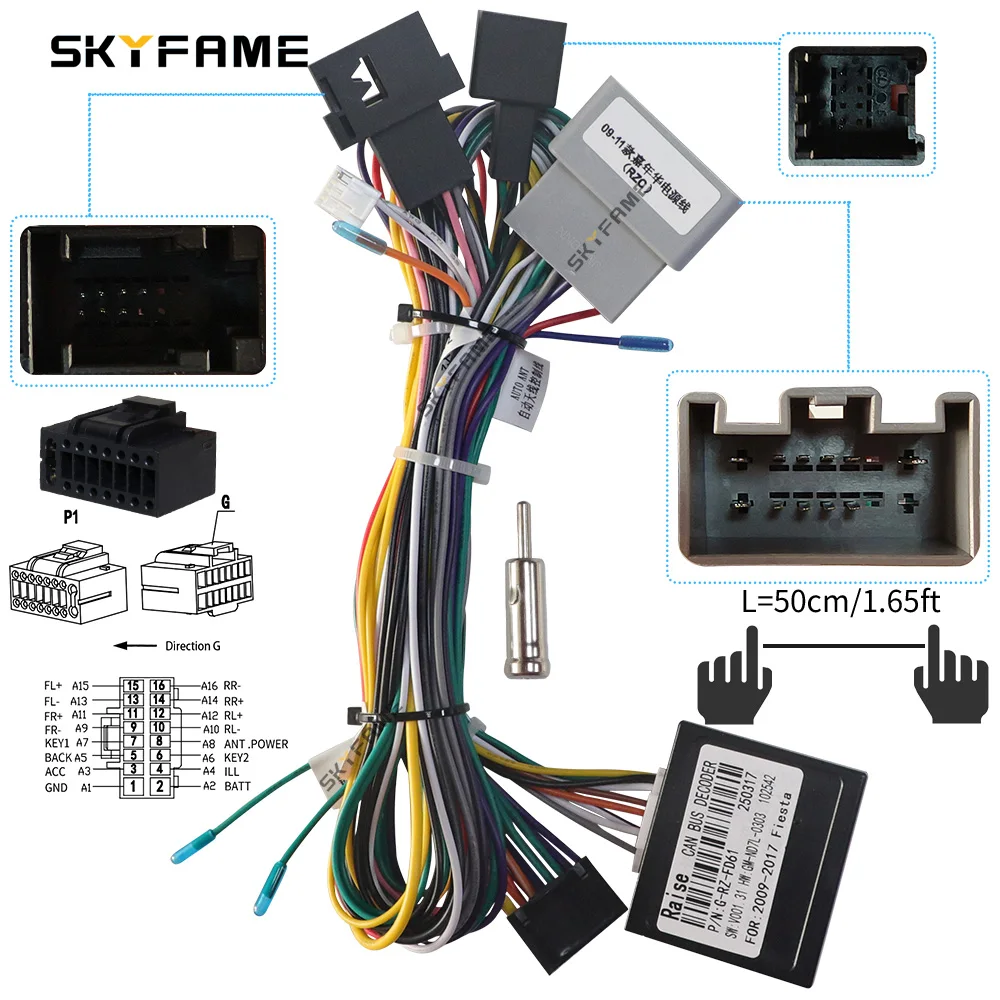 Car Wiring Harness Adapter Canbus Box Decoder Android Radio Power Cable for Ford Fiesta car wire cable adapter