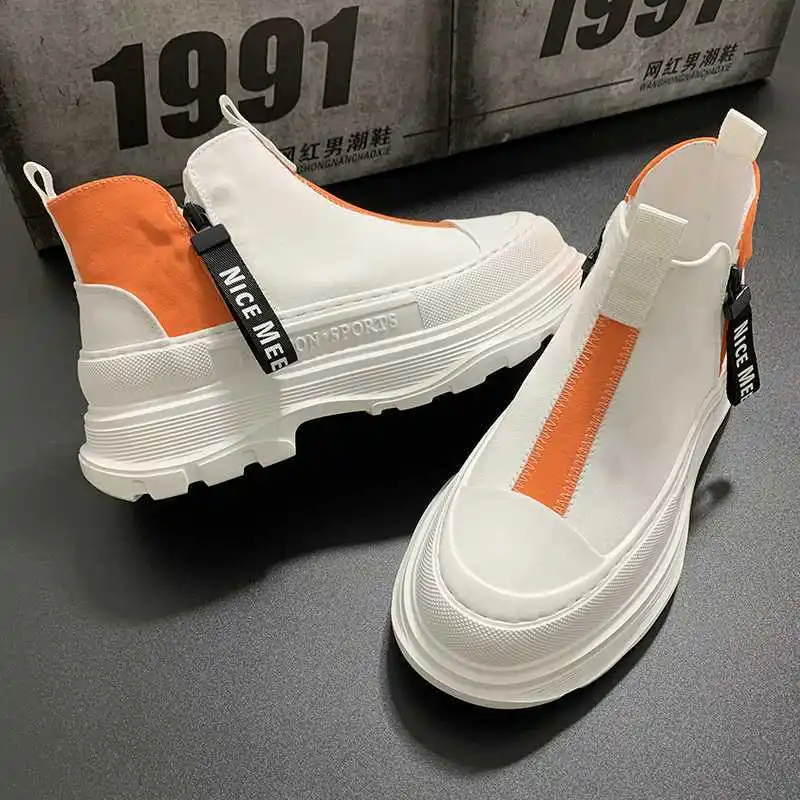 

Women's Fashion Leather Shoes Autumn New Thick Sole Lightweight High Heel Shoes High end Trend Casual White Shoes Chelsea Boots