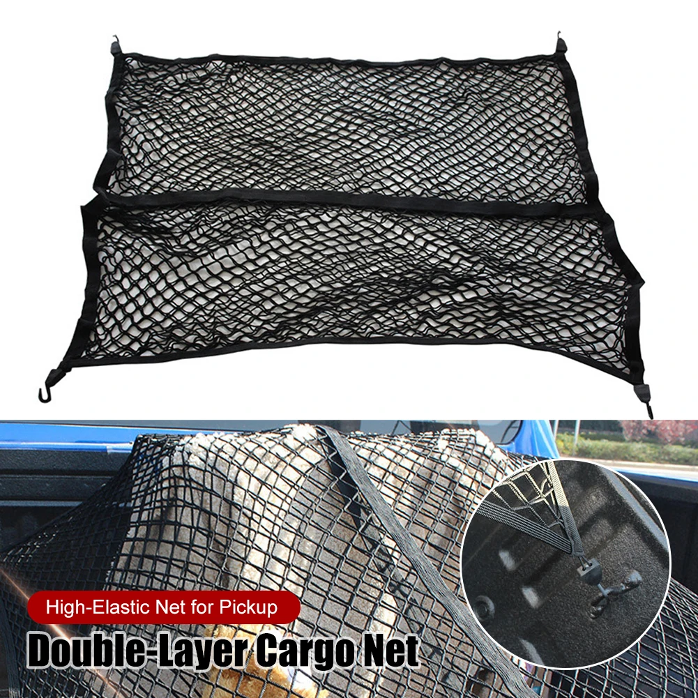 

Double Layer Car Rear Trunk Net Mesh Elastic Nylon Back Cargo Storage Organizer Net Stowing Tidying For Ford F150 SVT Raptor