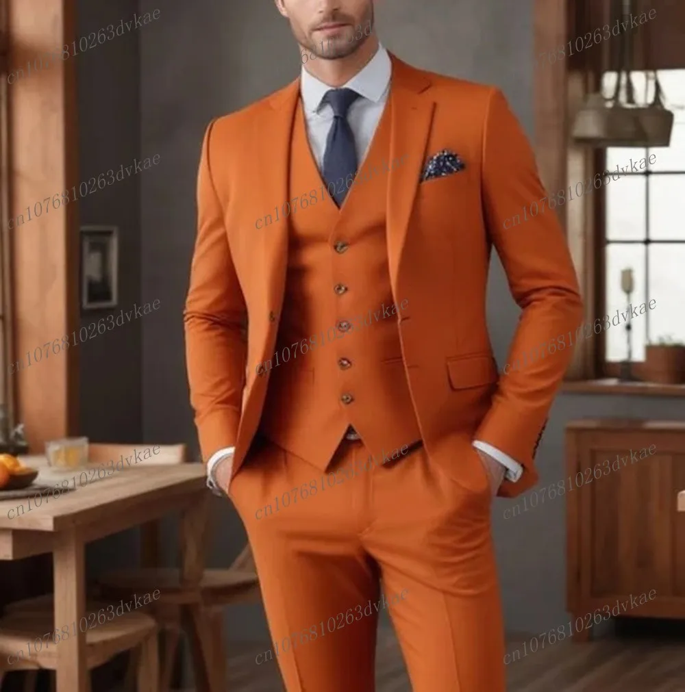 Hot Sale White Men Suit Groom Groomsman Wedding Party Prom Business Formal Occasion Male Tuxedos 3 Piece Set Jacket Vest Pants
