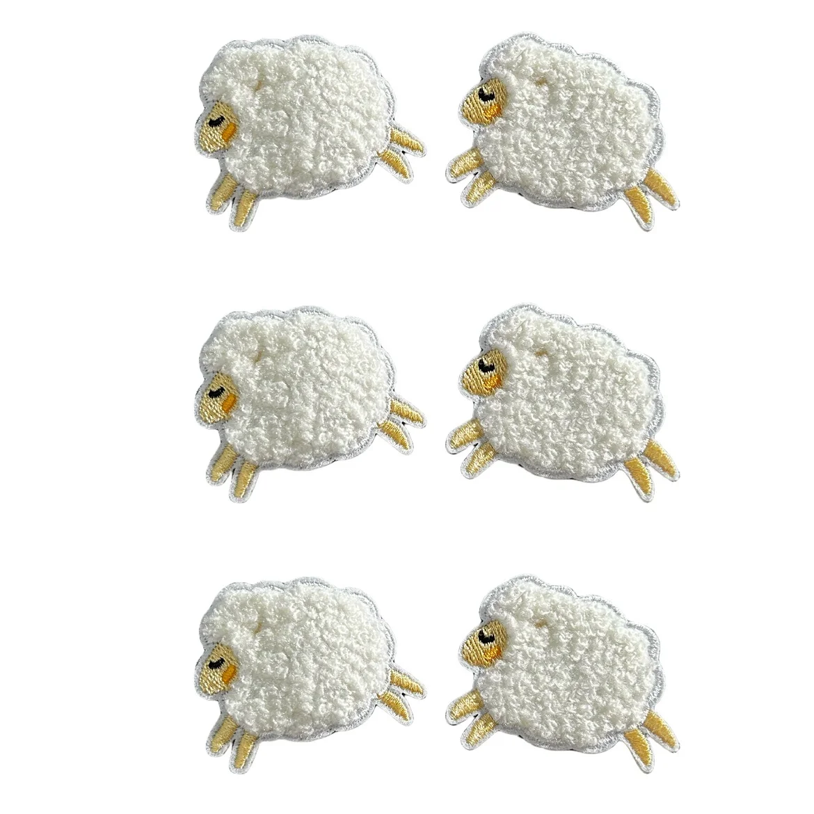 6pc/pack Cute sheep Chenille Patches Iron-on Embroidered Cartoon Animal Patches Childs Clothing Patches