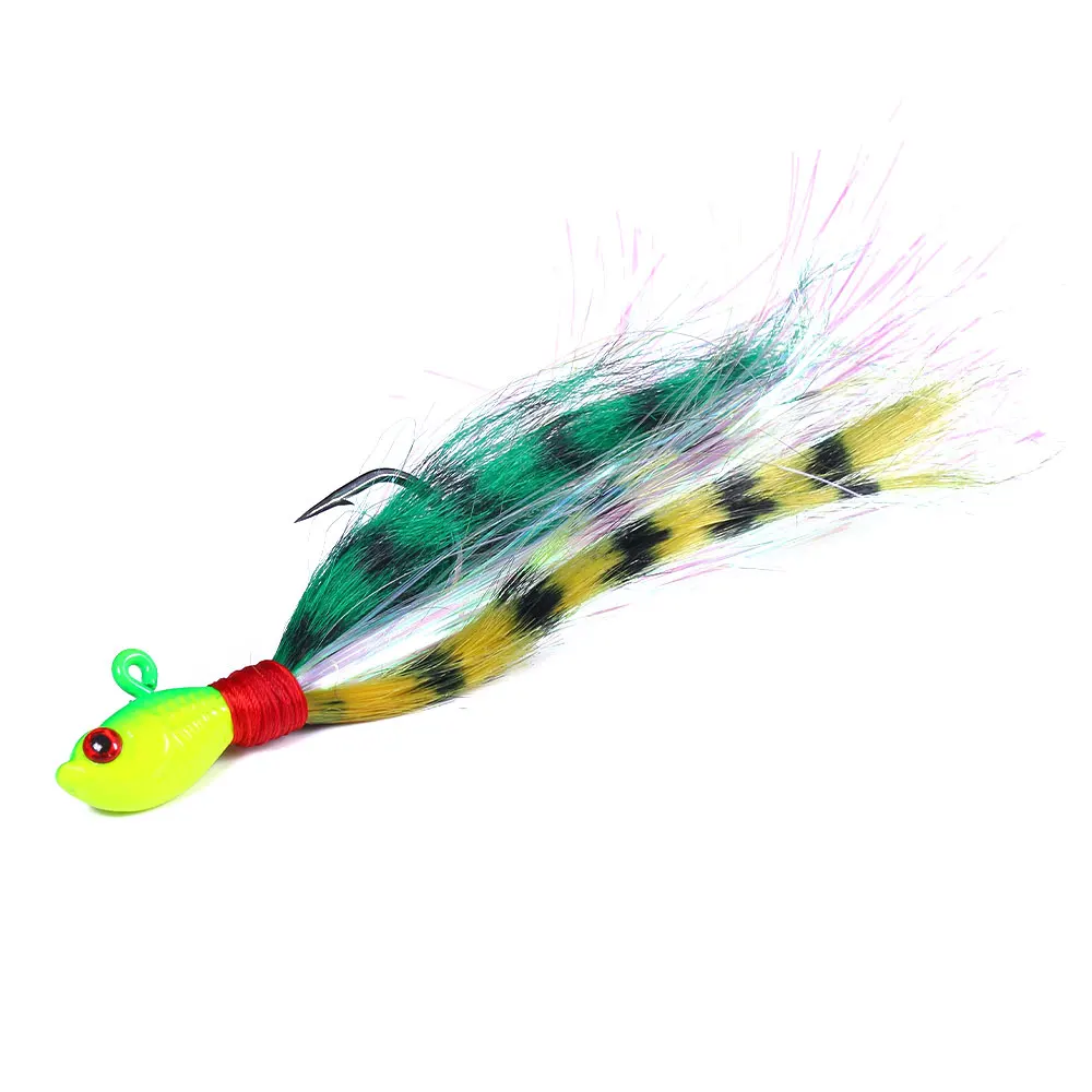 Têtes Plombées Bucktail 7-56g avec Poils Cerf - Leurre Jigging Plume Œil 3D Pêche Mer et Rivière
