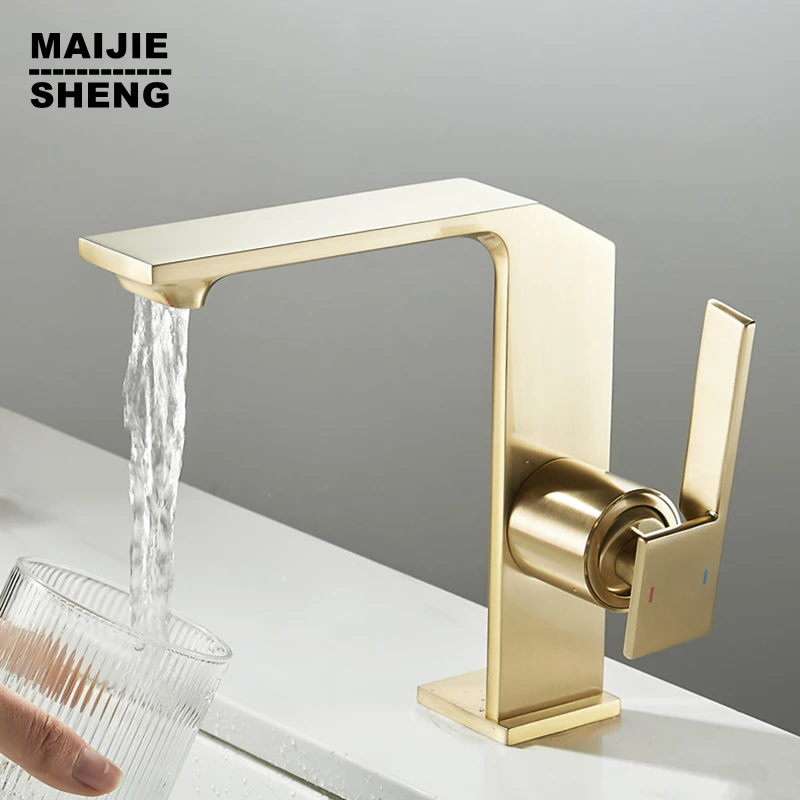 

Modern Basin Faucet Bathroom Brush Gold/Black/Silver/Gunmetal Faucet Deck Mounted Sink Tap Mixer Hot&Cold Water Brass Faucet