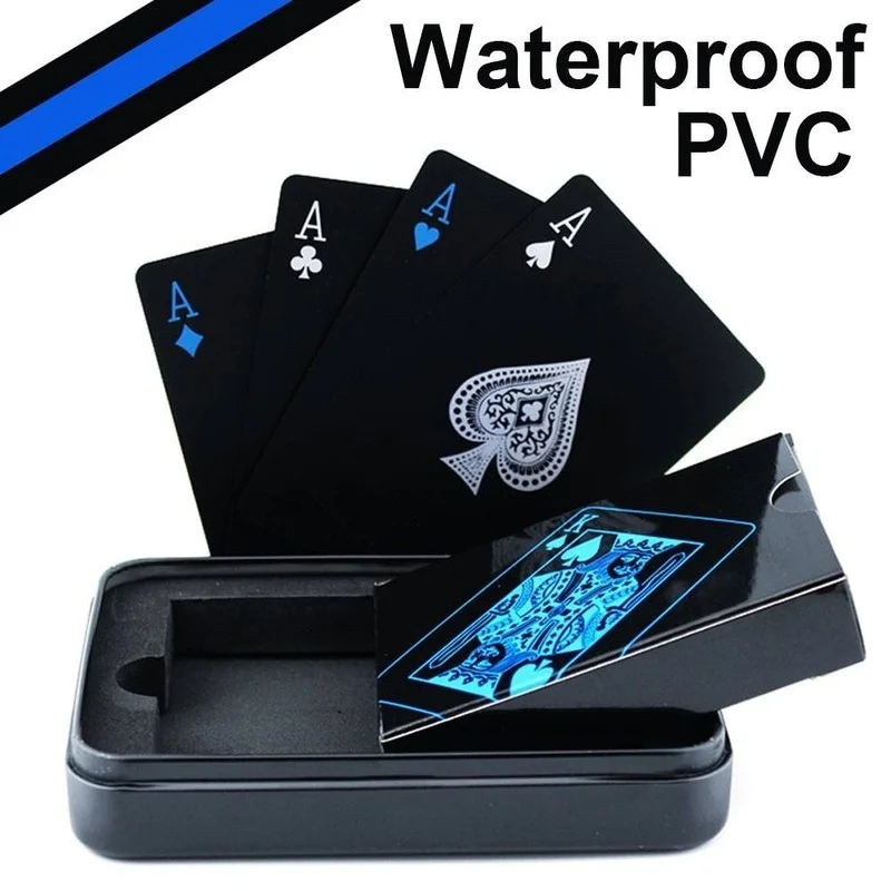 

Waterproof Black/Red Playing Cards Quality Plastic PVC Poker Creative Gift Case Durable