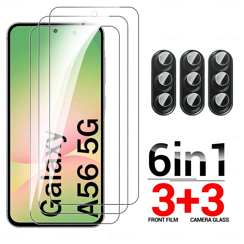 Pellicola Protettiva 6-in-1 in Vetro Temperato a Copertura Totale per Fotocamera Samsung Galaxy A56 A57 5G