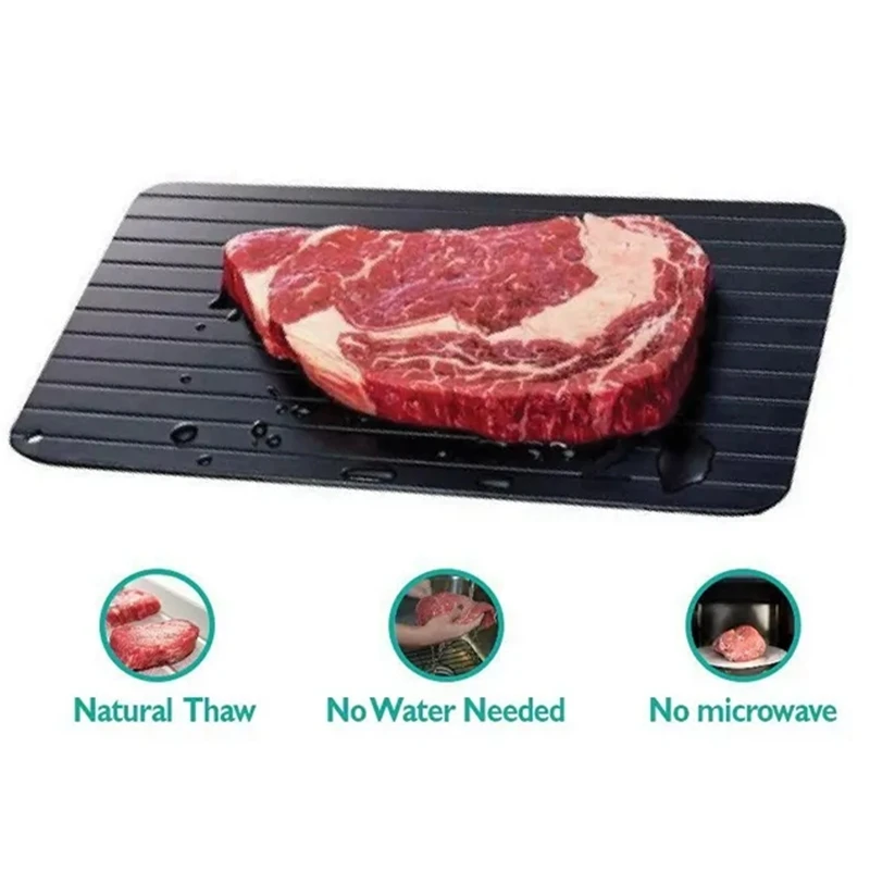 Defrosting Tray 3 Sizes Fast Defrosting Tray Quick Aluminum Thawing Plate Frozen Food Meat Fish
