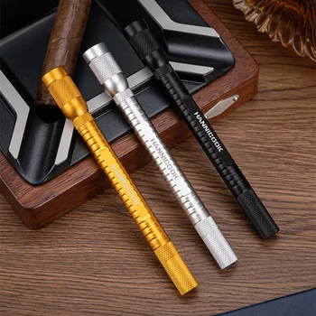 Portable Cigar Cutter Cigar Draw Enhancer Tool Dredge Drilled Stainless Steel Cuba Cutter Punch Sharp Cigar Needles w Gift Box