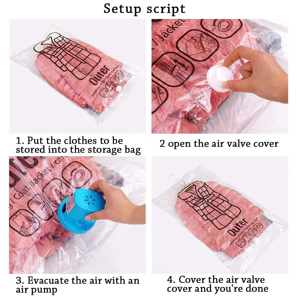 Hanging Vacuum Storage Bags Space Saver Bags, Clear Vacuum Sealer Bags for Clothing, Suits Jackets, Closet Organizers Storage 6