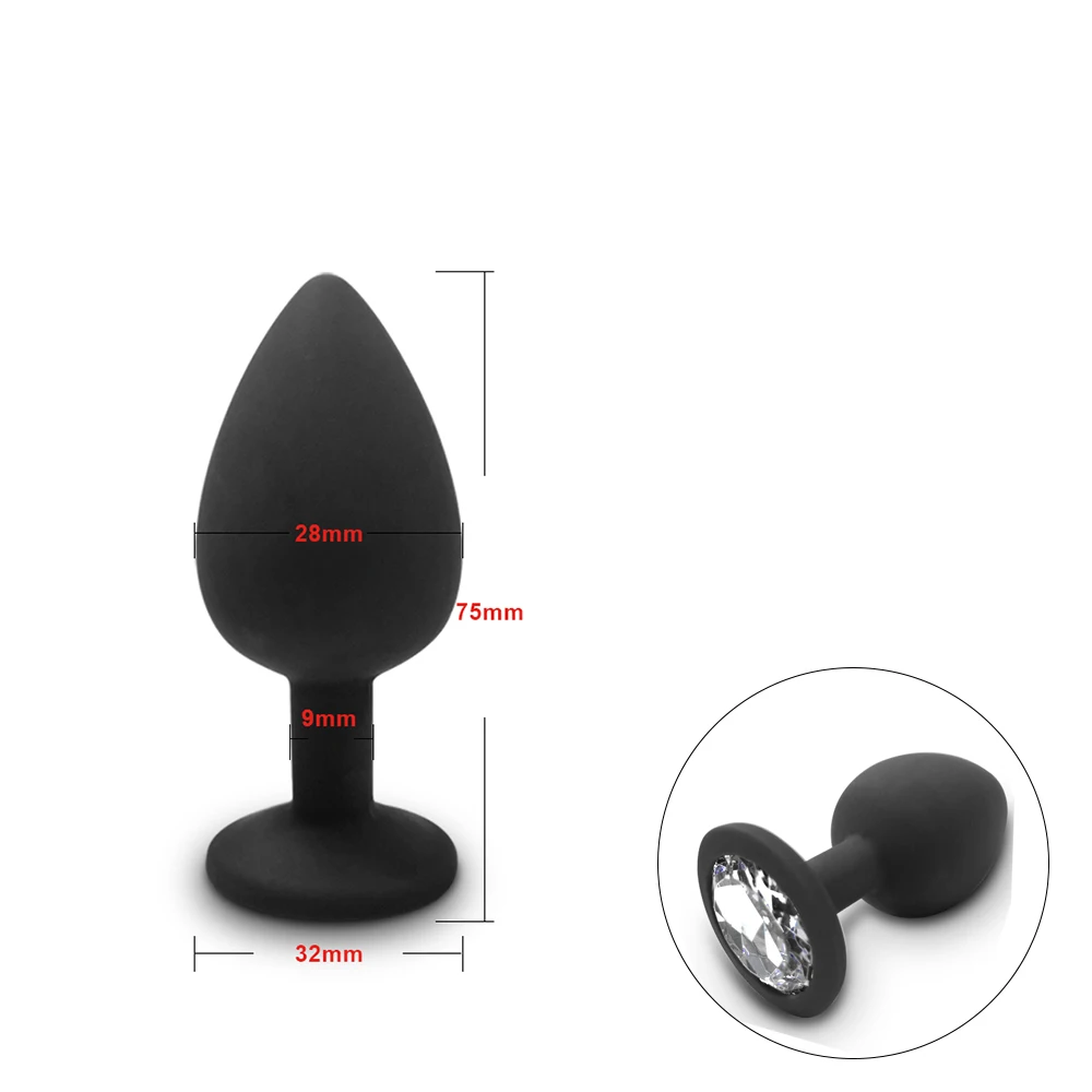 Beginner Anal Plug 3 Different Size Butt Plug with Detachable Acrylic Diamond Female Sex Toy for Men Women Couples Game