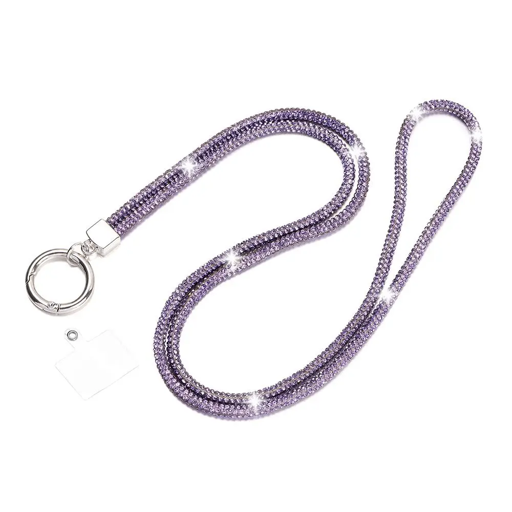 Sparkling Rhinestone Phone Lanyard with Anti-Lost Chain Strap