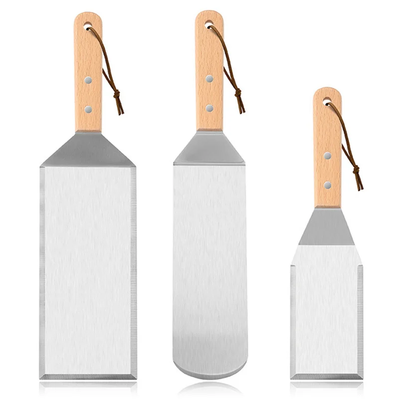 Stainless Steel Spatula Set, Oversized Professional Pancake Hamburger Turner, Griddle Flipper Scraper Baking Tools Cake Decor