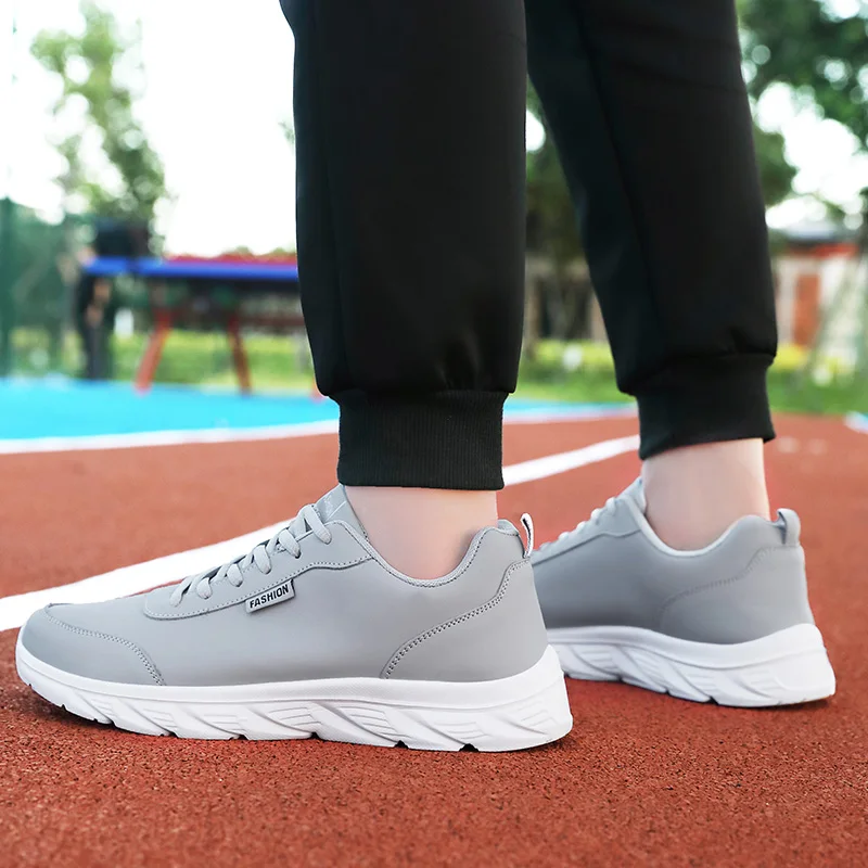Running Shoes Men Sneakers Black Sport Shoes for Men Running Ultralight PU Leather Waterproof Athletic