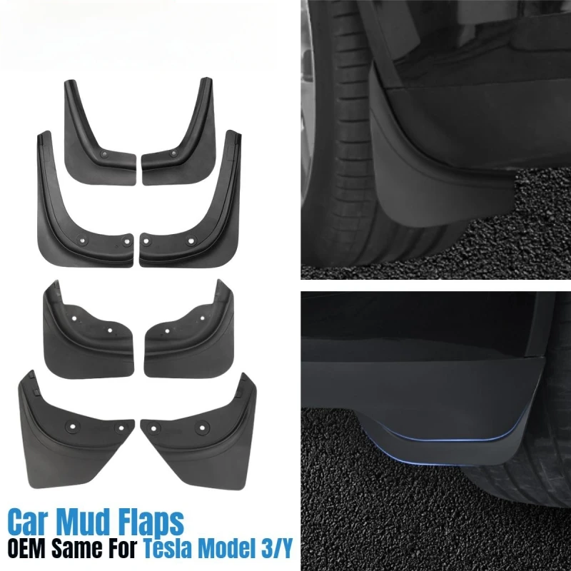 Car Mud Flaps Mudflaps Splash Guards Mudguards Front Rear Fender Protector For Tesla Carbon Fiber ABS