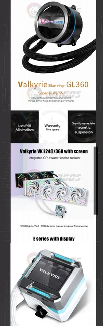 Valkiri PC Water Cooling LGA 1700 CPU AIO Cooler 240MM 360MM 300W TDP  Good-looking For AM4 AM5 LGA1200 115X RGB Lighting - AliExpress