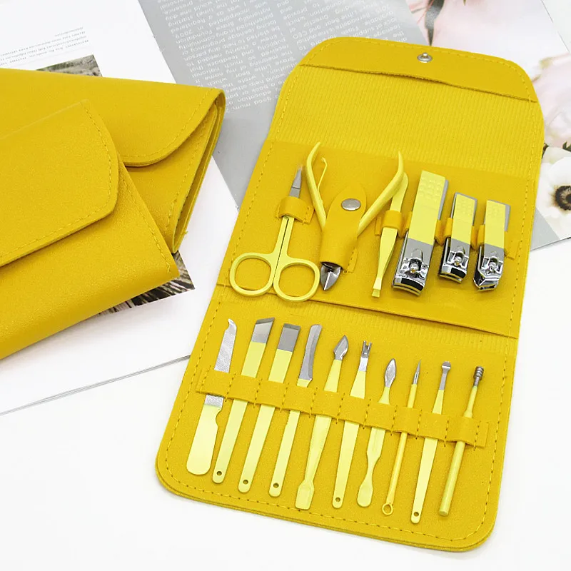 16-Piece Professional Nail Care Set - Color Nail Clipper & Exfoliating Tools