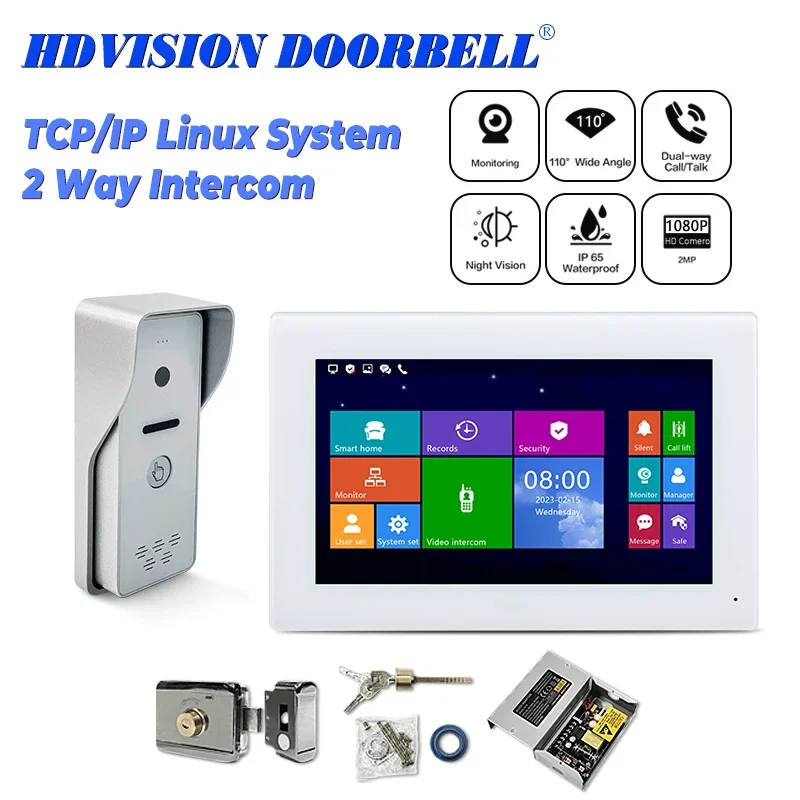 

High Quality Villa Kit 1 to 1 Video Door Intercom 2-way Communication 7 Inch Touch Screen Video Interphone System