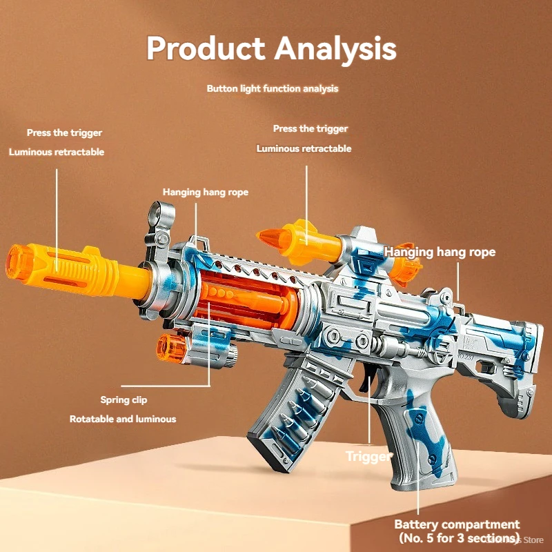 Toys Boys Kids M416 Toy Guns Model Sounds Lights Flashing Vibrate Machine Gun Pistol for Children Birthday Gifts Cosplay Games 3