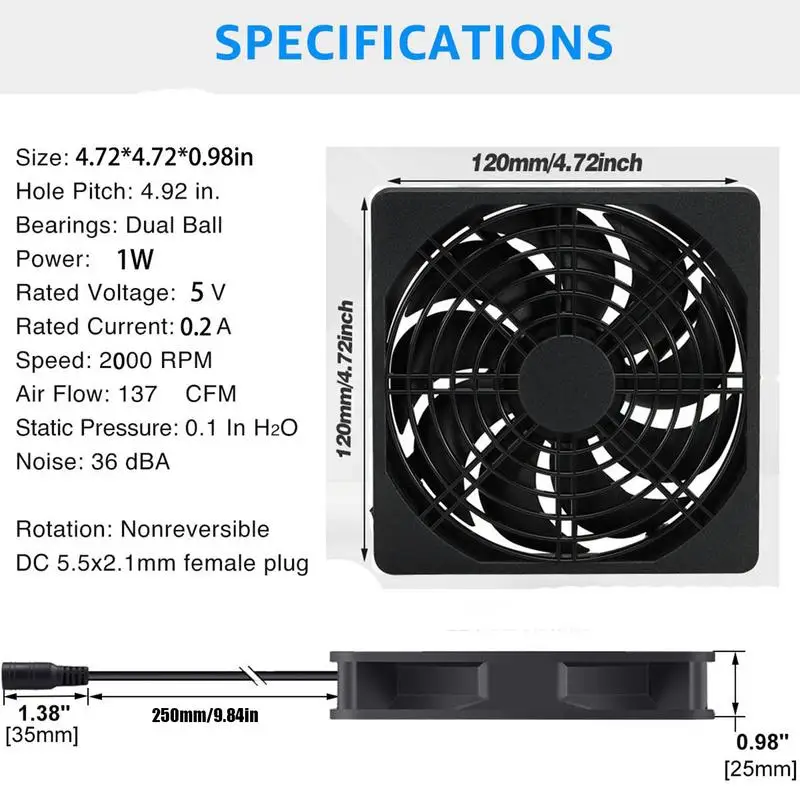 USB Computer Fan Powerful External PC Cooling Fan USB Powered Fan Multipurpose Portable Cooling Fan USB Blower Fan For Computer