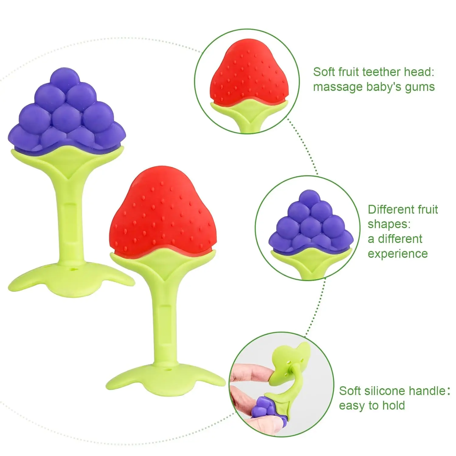 Fruit Teether Teething Sticks Anti-feeding Early Learning Teether Pacifier Safety Seat Accessories for silicone teether