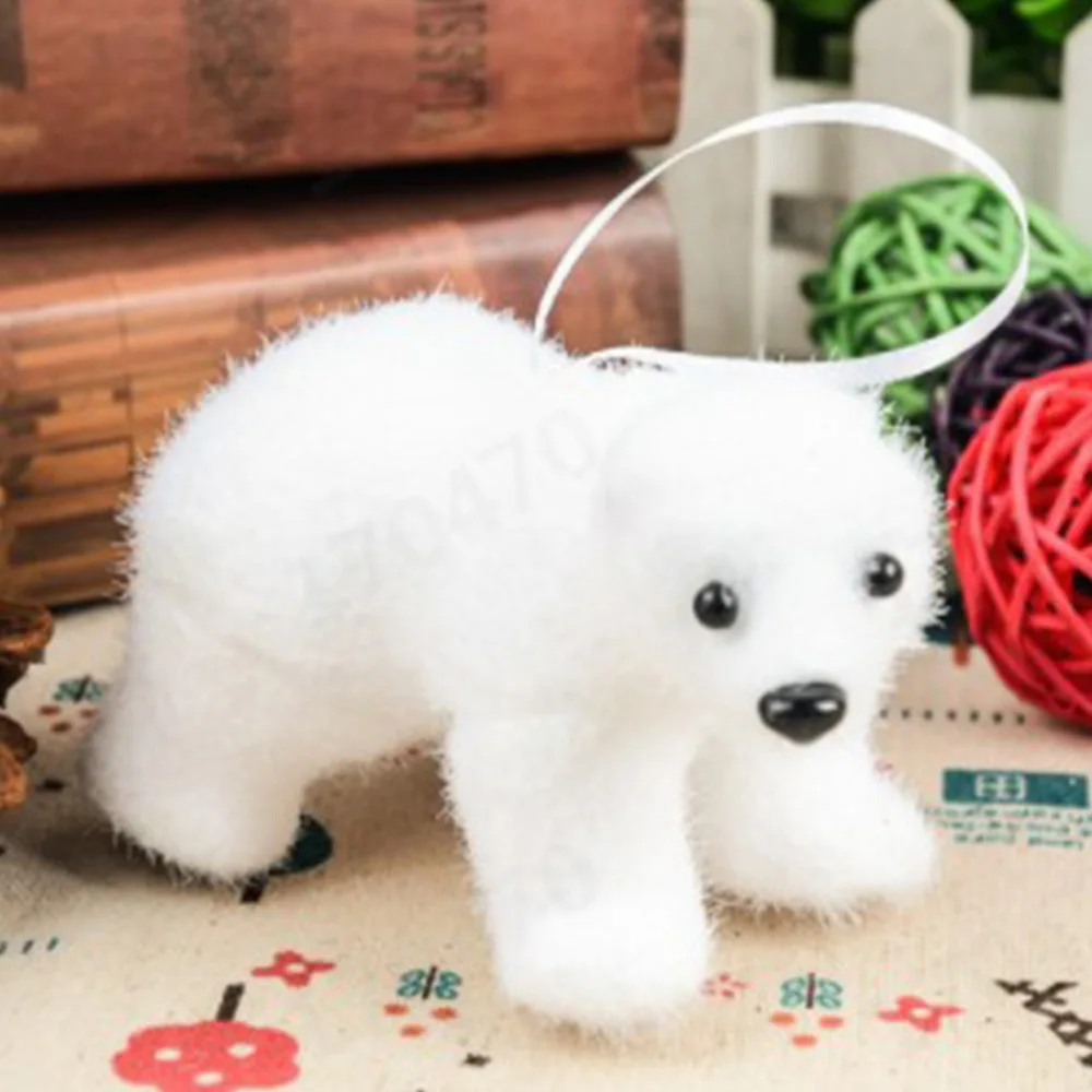 1pcs Christmas decorations white bear pendants Christmas tree ornaments polar bear figurines Christmas outdoor decoration