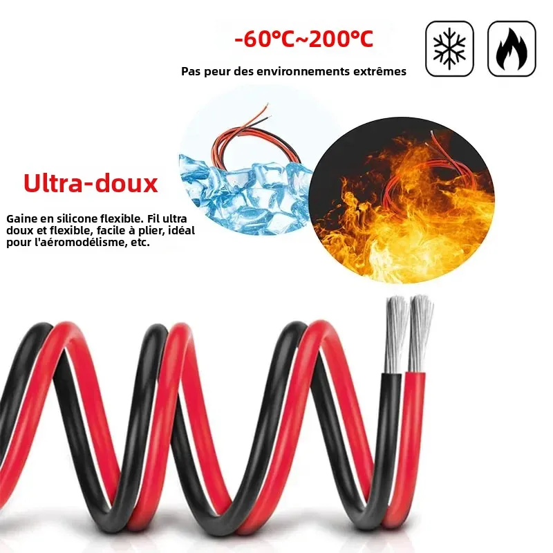Fil silicone 16 AWG 1.2mm² bleu - 1m à 100m pour modélisme