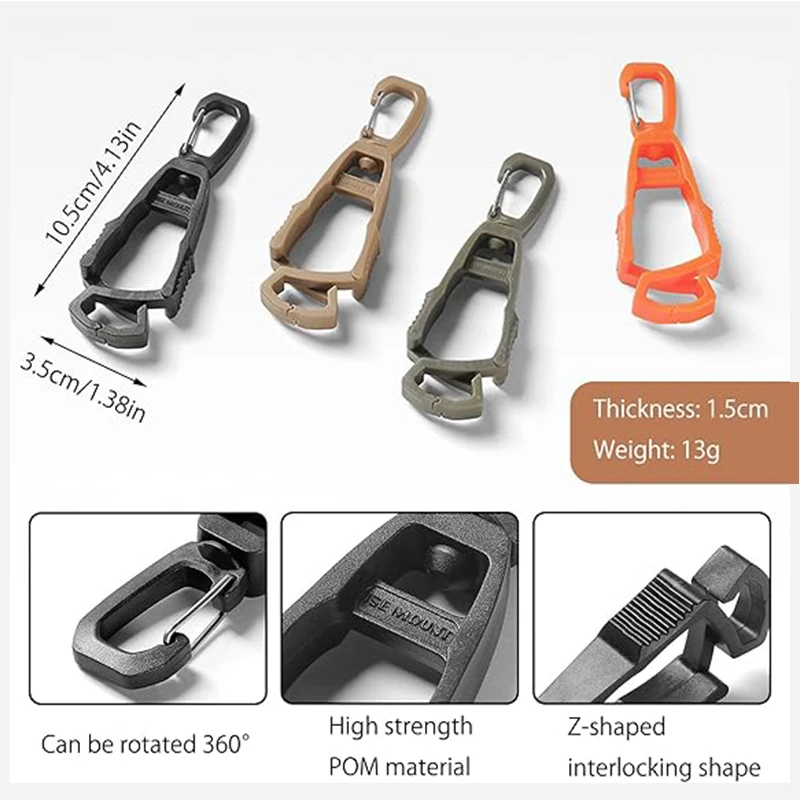 New 4-1PC Outdoor Protective Gloves Clip Hanger Multi