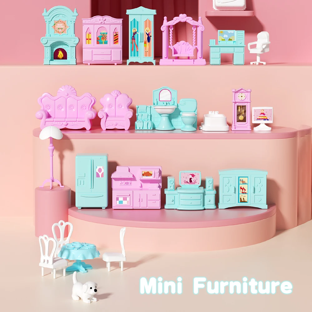Dollhouse 3D Cartoon Doll Castle Villa Diy Set 1/12 Fantasy Doll House Assemble Scene Accessories With Led Lights Girl Birthday 6
