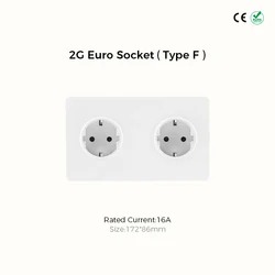 Avoir White Matte Wall Toggle Switch with European Standard Power Socket and Charging Port (2G EU Socket Type F)