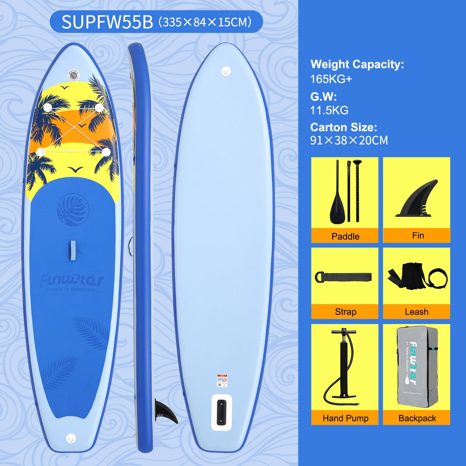 FunWater Sup Board Inflatable Surfboard Stand Up Paddle
