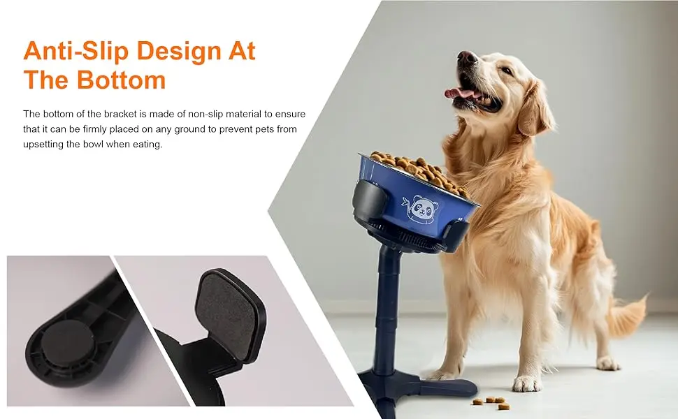 Adjustable Elevated Dog Bowl Stand with Non-Slip Base - 3 Height & Tilt Settings