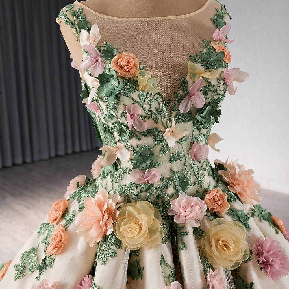 Luxury Champagne Prom Dresses Lace Appliques Elegant Formal O Neck Long Wedding Celebrity Evening Gowns New vestidos de noite 241067 5