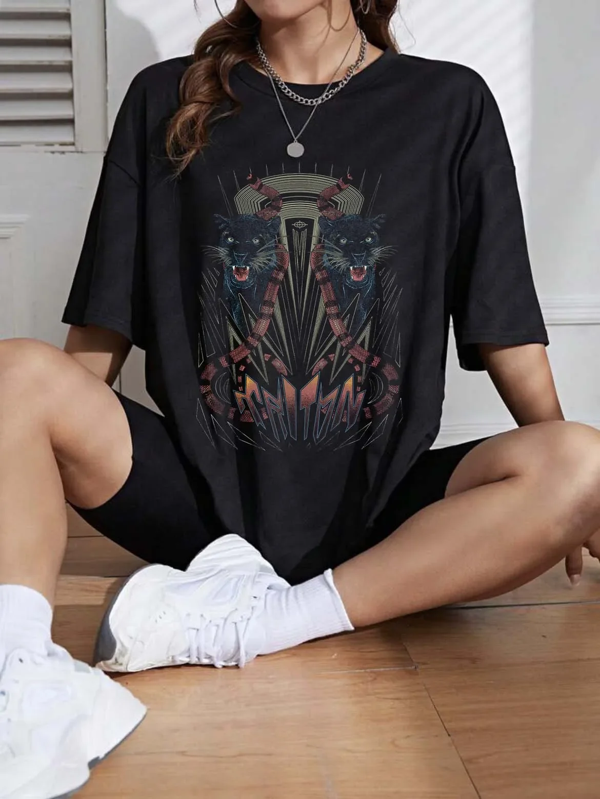 

Women's T-Shirt Fashion Short Sleeve Casual Versatile Summer Fashion Print Cartoon Leopard O-Neck Print Street Fun T-Shirt.