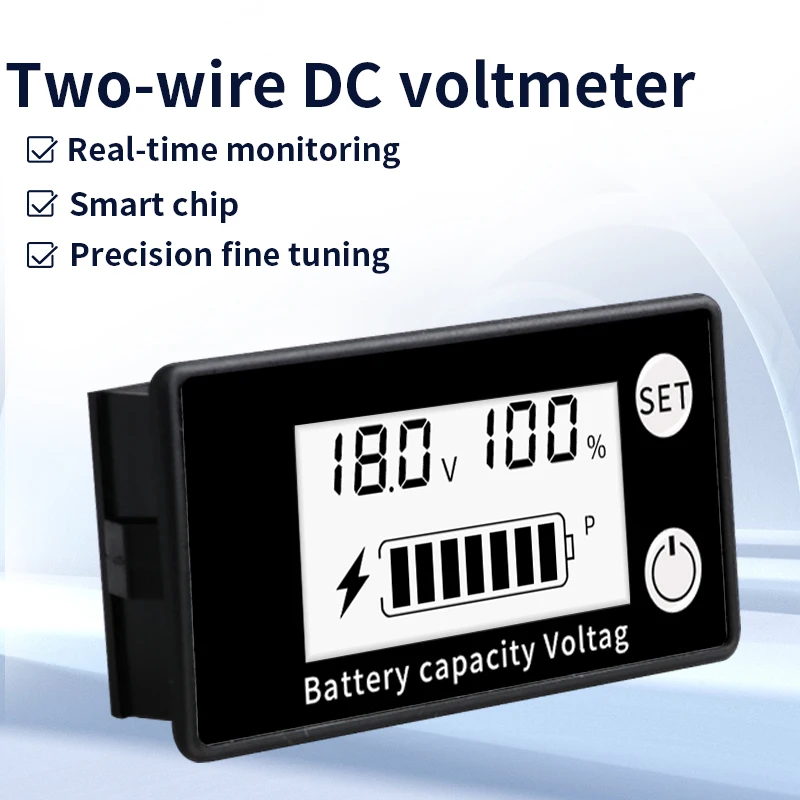 DC 8V-100V 표시기 전력계 배터리 용량 전압계 리튬 LiFePO4 납산 셀 12V 24V 48V 온도 알람 기능 포함
