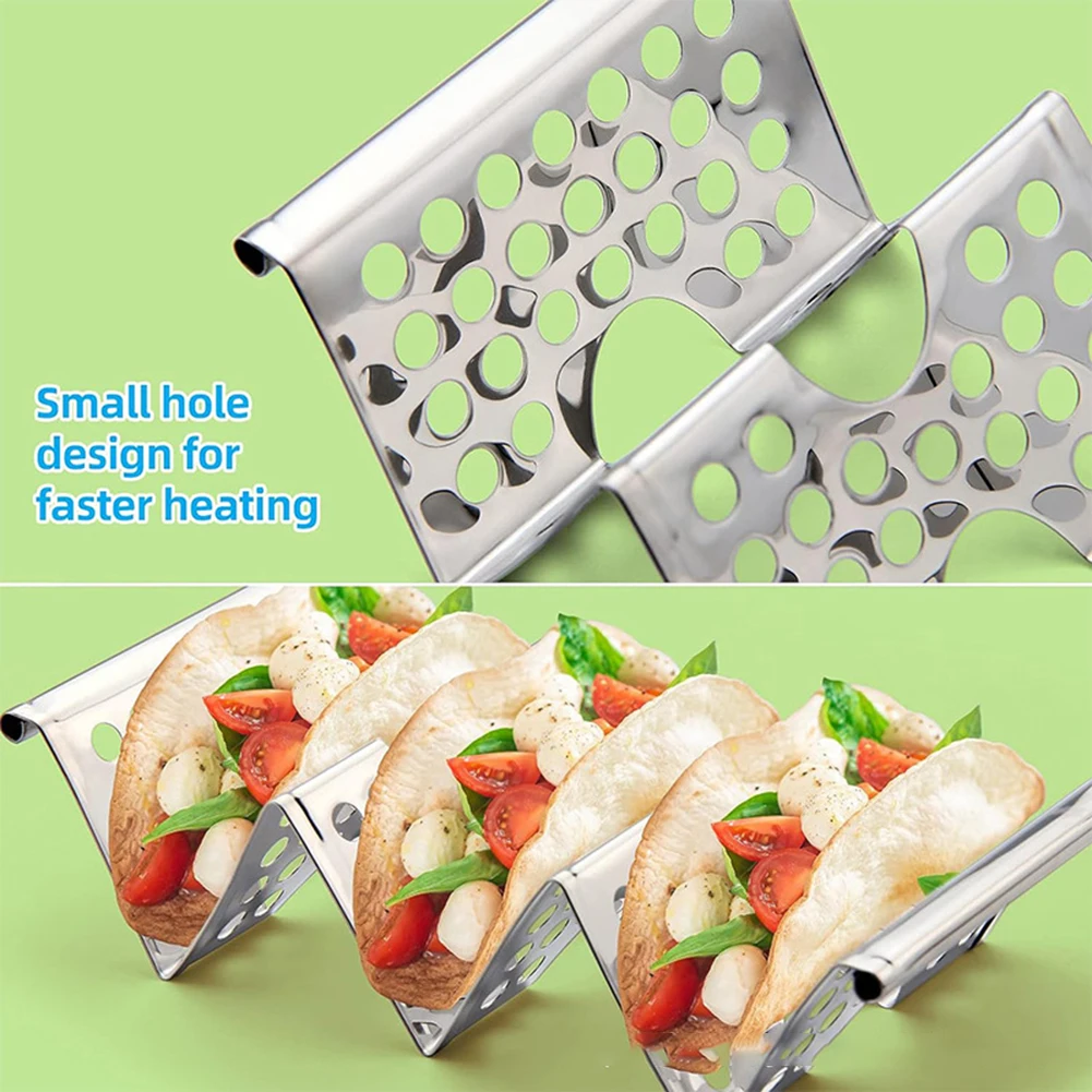 Soporte de acero inoxidable para tacos, accesorio para fiesta, cocina, hogar, 1 unidad