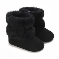 Winter Rubber Sole Baby Girls Boots Cute Bow Warm Plush Pom Snow Shoes Warm Baby Walking Shoes for Toddler Infant First Walkers 2
