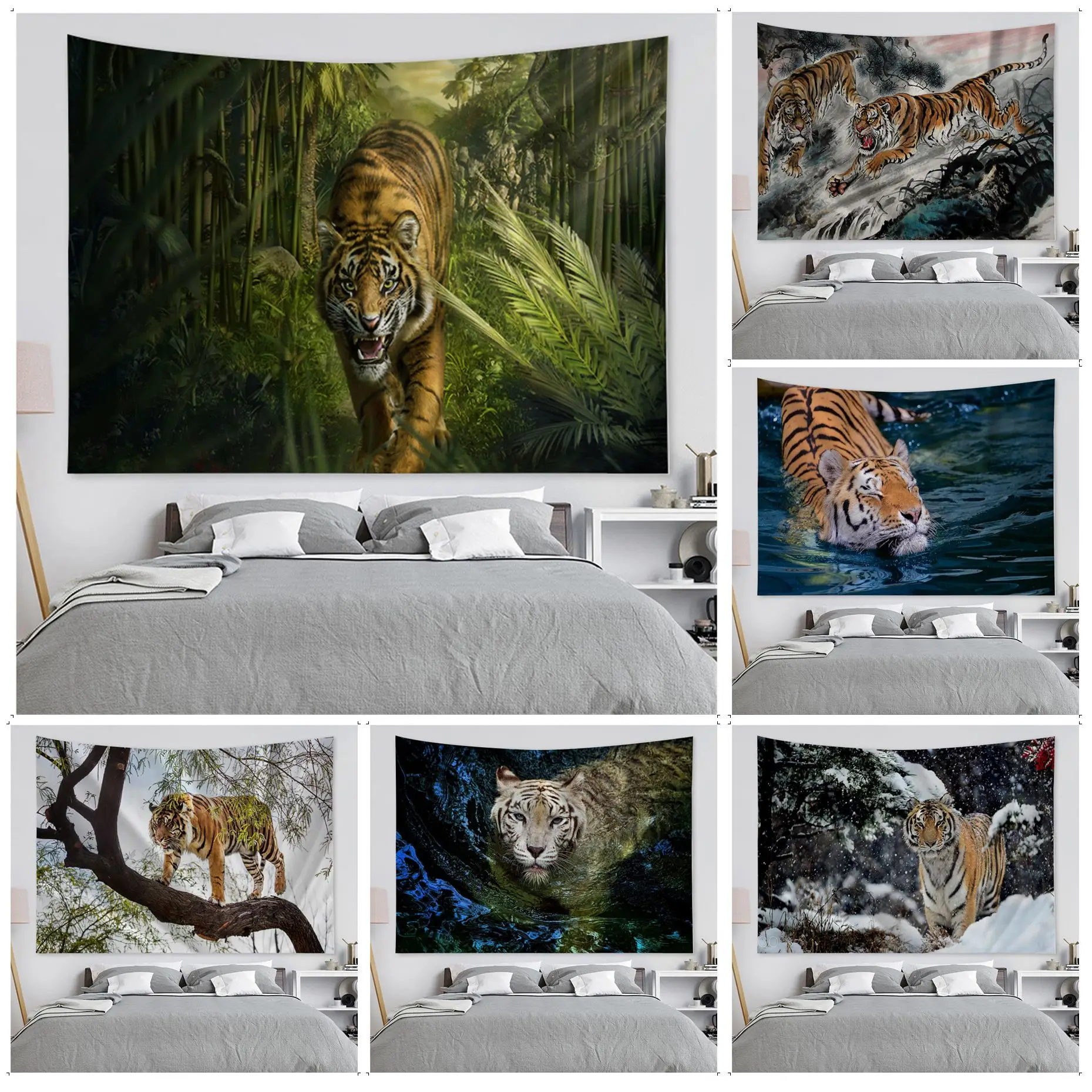 

Animal Tiger Cartoon Tapestry Bohemian Wall Tapestries Mandala Wall Hanging Home Decor