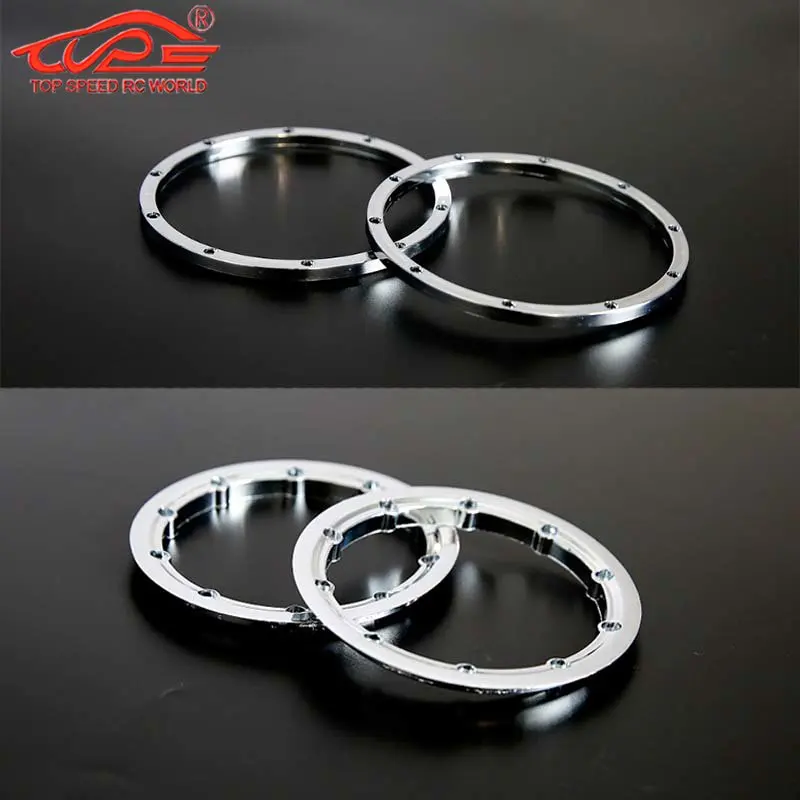 Upgrade Chrome Wheel Tire Inner or Outside Hub Beadlock Ring Set for 1/ ...