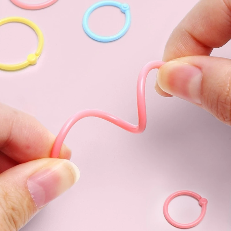 Plastic Binding Rings book binding supplies 10/ 15 / 30 Pcs Loose Leaf Rings Multi-Color Binder Rings Flexible Plastic Book for Scrapbook Notebook Keychain