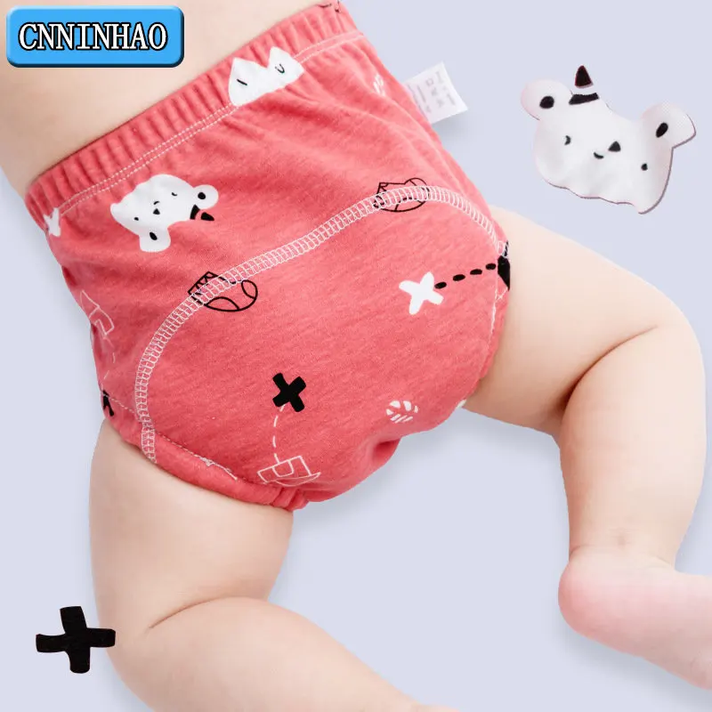 Newborn Cartoon Baby Cotton Training Cloth Diaper Underwear Pant Reusable Washable Infant Nappies Child Learning Panties 6 Layer cloth diapers