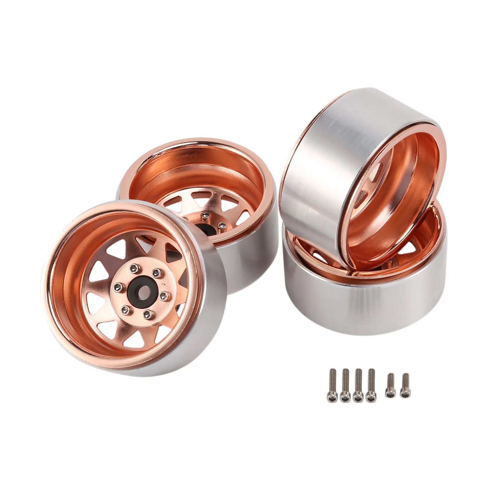 4Pcs Deep Dish Wagon 1.9 Cerchio Mozzo Ruota Beadlock In Metallo Per 1/10 Rc Crawler Axial Scx10 90046 Traxxas Trx4 Rc4Wd