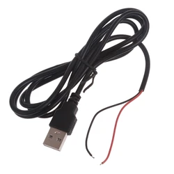 USB 2.0 A Male Plug with 2 Pin Power Cord for DIY Soldering and Powering LED Lights, Fans, Cameras, and More (No for switch)