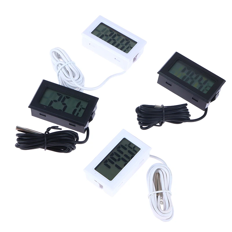 PETSTIBLE Mini Thermometer Temperatuur Display Digitaal Met Sonde 1m - 5m Zwarte Kabel Elektronische Thermometer Aquarium Water Temperatuurmeter Koelkast Water Temperatuurmeter 3 Meter