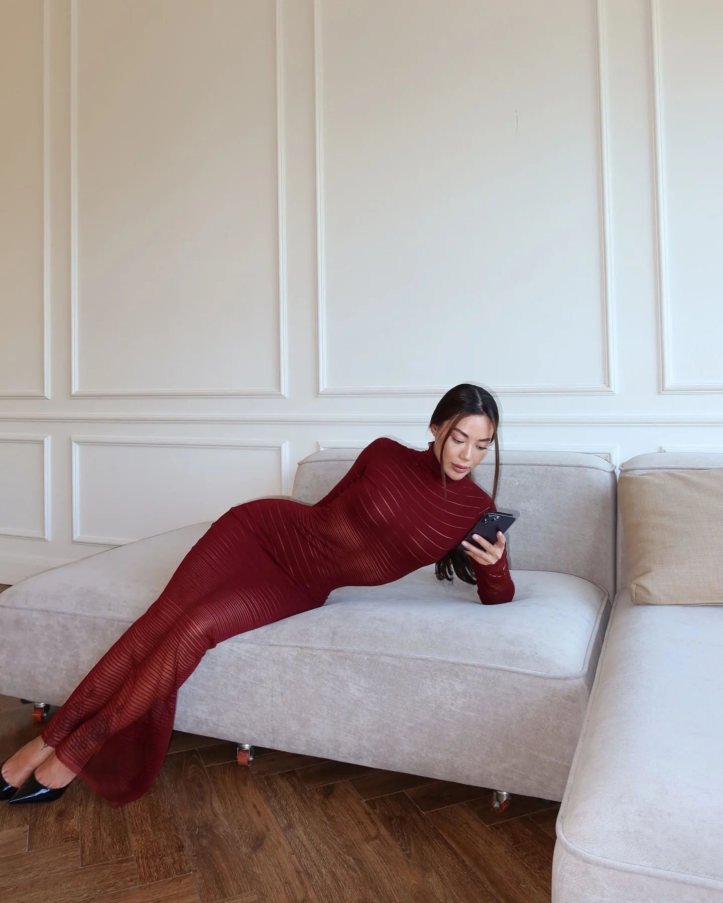 Elegant Long Sleeved Sweater Knit Dress Women Stretch Tight Striped Bodycon Party Evening Dress Fashiona Street Vestido