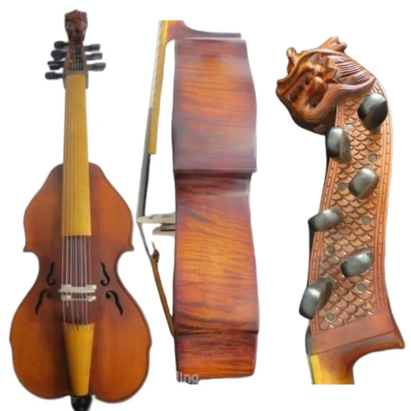 Stile Barocco Canzone Master Intagliato 7X7 Corde 25 1/2 "Viola Da Gamba #11102