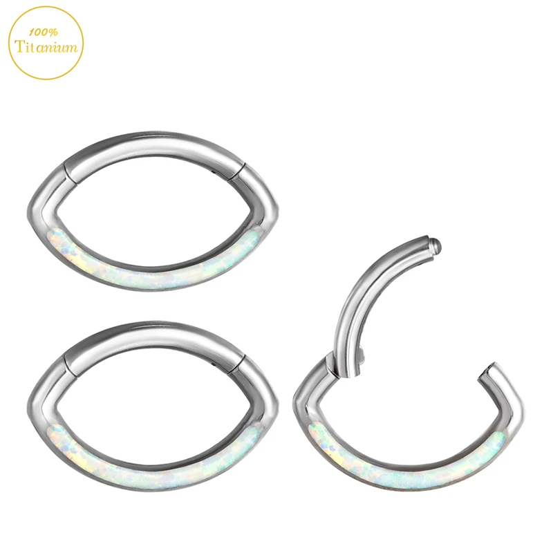 G23 Titanium Earrings 16G Opal High Section Clickers Nose Septum Nose Rings Eye Type Auricular Cartilage Tragus Piercing Jewelry