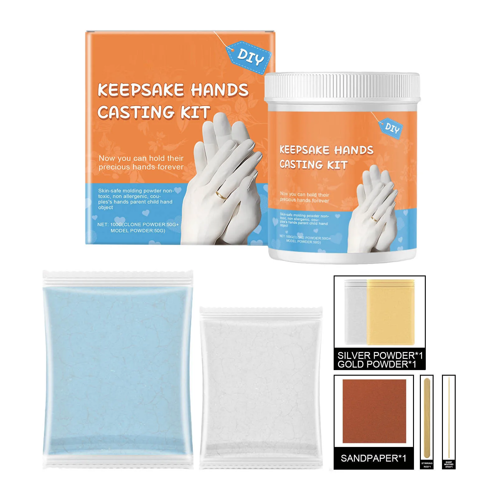 Valentine's Day 3D Plaster Model Set Hand Model Powder Clone Powder Hand Three Diy Crafts for Kids 3-6