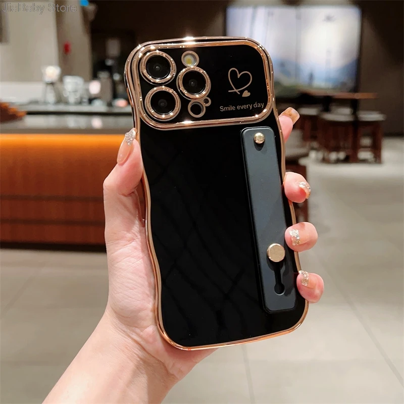 Glitter Camera Protection Luxury Jellewed Heart Holder Liquid Soft Phone Case For iPhone 11 12 13 14 15 16 Plus Pro Max Cover_voghion.com