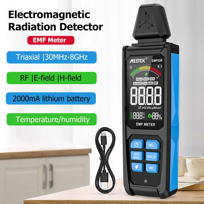 EMF Meter Electromagnetic Field Radiation Detector 30Mhz~8GHz High Frequency Radiometer Tester Radio Frequency Warn Meter