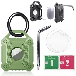 Premium Aluminum Airtag Holder - Metal Protective Sleeve with Enhanced Protection Film (Waterproof - Green)